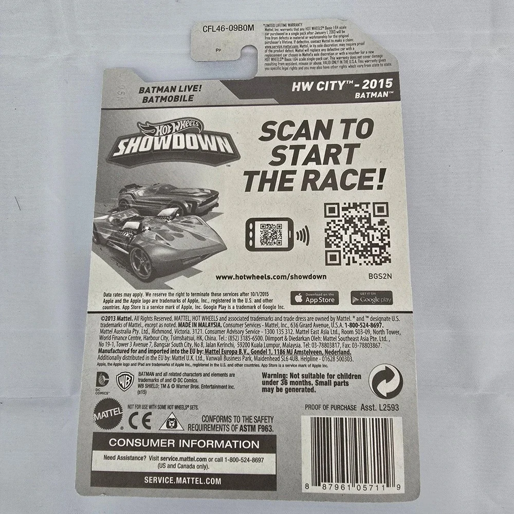 Hot Wheels Batman Live Batmobile HW City Toy Car NEW on‎ card